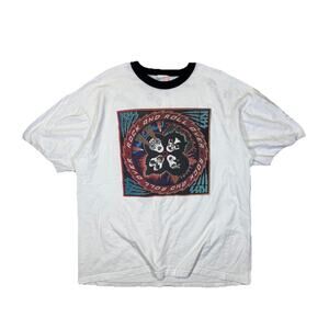 KISS Rock & Roll Over Ringer T-Shirt White Vintage 1994 Grunge Punk Emo USA